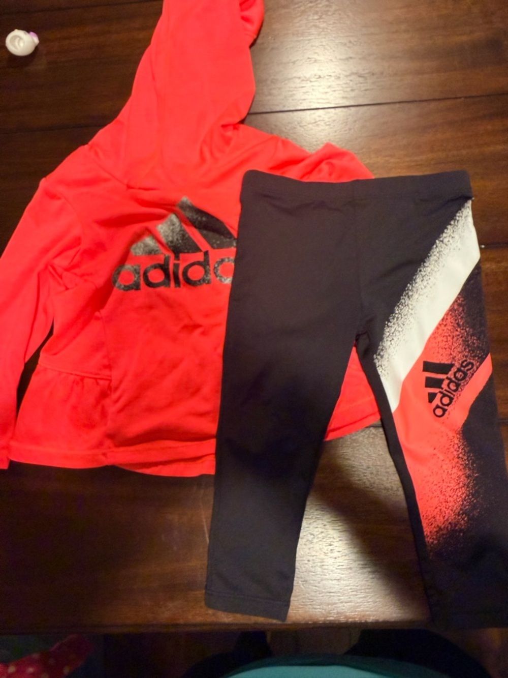 adidas Bright Red Hoodie and Black Leggings Matching Set